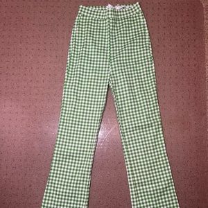 Peppermayo green checkered flare out pants